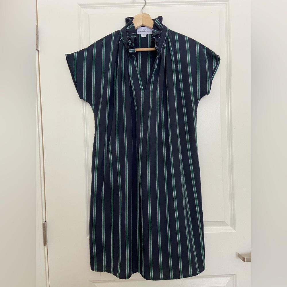 Never A Wallflower Striped Ruffle Neck Dress - Size Medium